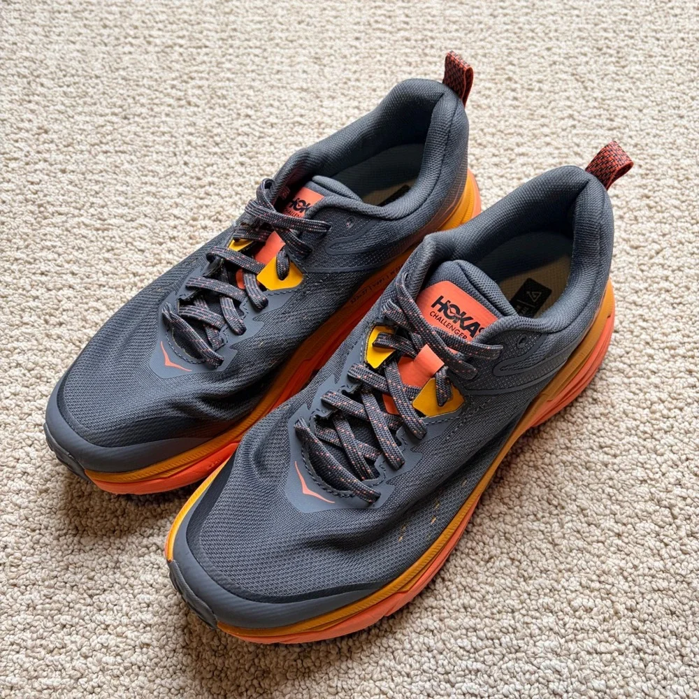 Hoka One One Challenger ATR 6 Mens 8 Grey Orange Trail Running Shoes